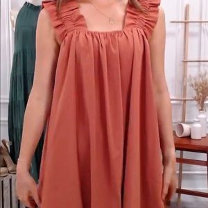 Paige Ruffle Strap Dress - terra cotta